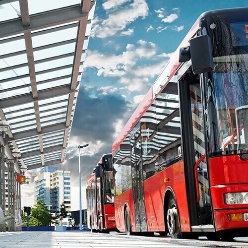 Bus at a bus stop Bus at a bus stop