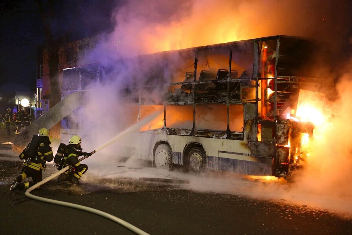 Bus on fire Bus on fire